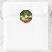 テニスボールとサンタでテニスのメリークリスマス ラウンドシール (バッグ)