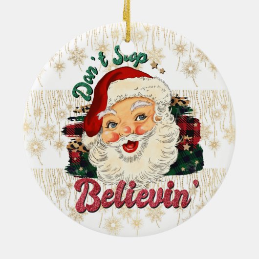 テニスボールとサンタのテニスクリスマス セラミックオーナメント (裏面)