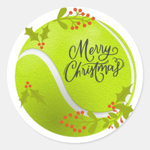 テニスボールとサンタのテニスクリスマス ラウンドシール