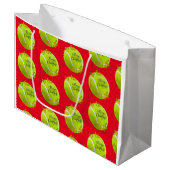 テニスボールとサンタのテニスクリスマス ラージペーパーバッグ (正面アングル)