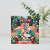 テニスボールとサンタクロースとテニスクリスマス シーズンカード (スタンド正面)