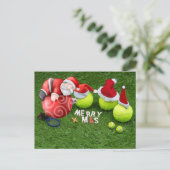 テニスボールとサンタクロースとテニスクリスマス シーズンポストカード (スタンド正面)