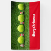 テニスボールとサンタクロースとテニスクリスマス 横断幕 (縦)