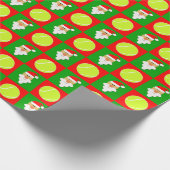 テニスボールとサンタクロースのテニスクリスマス ラッピングペーパー (角)