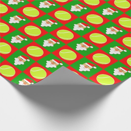 テニスボールとサンタクロースのテニスクリスマス ラッピングペーパー (角)