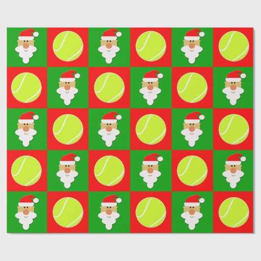 テニスボールとサンタテニスの選手がクリスマス ラッピングペーパー (フラット)