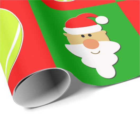 テニスボールとサンタテニスの選手がクリスマス ラッピングペーパー (ロールコーナー)