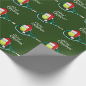 テニスボールとサンタハット付きテニスクリスマス ラッピングペーパー (角)