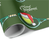 テニスボールとサンタハット付きテニスクリスマス ラッピングペーパー (ロールコーナー)