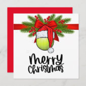 テニスボールとサンタハットHとテニスクリスマス シーズンカード (正面/裏面)