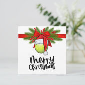 テニスボールとサンタハットHとテニスクリスマス シーズンカード (スタンド正面)