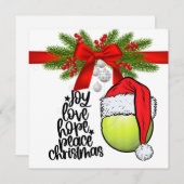 テニスボールとサンタハットHとテニスクリスマス シーズンカード (正面/裏面)