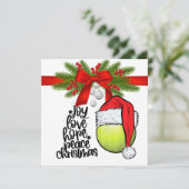 テニスボールとサンタハットHとテニスクリスマス シーズンカード (スタンド正面)