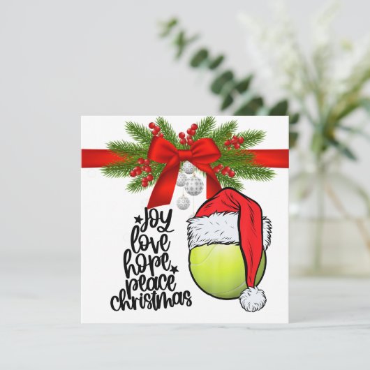 テニスボールとサンタハットHとテニスクリスマス シーズンカード (スタンド正面)