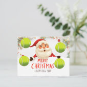 テニスボールとテニスのメリークリスマス シーズンポストカード (スタンド正面)