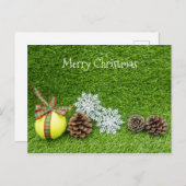 テニスボールとテニスのメリークリスマス ポストカード (正面/裏面)