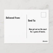 テニスボールとハッピーバースデーの文字が入ったビニール製のひさし ポストカード (裏面)