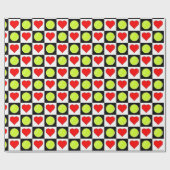 テニスボールとハートテニスプレーヤーチームパーティー ラッピングペーパー (フラット)