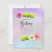 テニスボールとフラワープレーヤー誕生日 カード (正面)