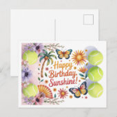 テニスボールとプレーヤーの誕生日の花 ポストカード (正面/裏面)