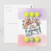 テニスボールとプレーヤーの誕生日の花 ポストカード (正面/裏面)