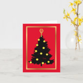 テニスボールとラケットのクリスマスツリーカード カード (黄色い花)