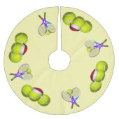 テニスボールとラケットのクリスマス ブラッシュドポリエステルツリースカート (正面)