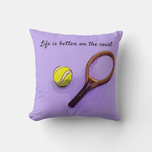 テニスボールとラケットのライフはコートの方が良い クッション (正面)