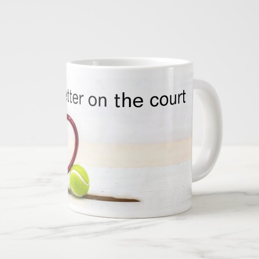 テニスボールとラケットのライフはコートの方が良い ジャンボコーヒーマグカップ (正面右)