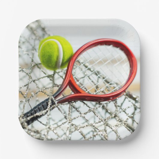 テニスボールとラケットのライフはコートの方が良い ペーパープレート (正面)