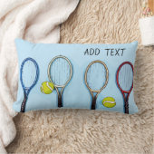 テニスボールとラケットの青い背景 ランバークッション (ブランケット)
