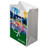 テニスボールとラケットを愛でコートに ミディアムペーパーバッグ (正面アングル)