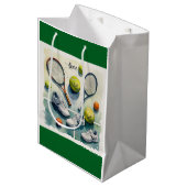 テニスボールとラケットを愛でコートに ミディアムペーパーバッグ (正面アングル)