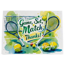 テニスボールとラケットを愛でコートに ラージペーパーバッグ