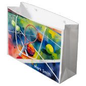 テニスボールとラケットを愛でコートに ラージペーパーバッグ (正面アングル)