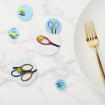 テニスボールとラケットハッピーバースデーブルー