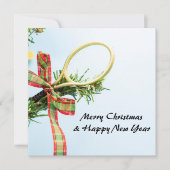 テニスボールとラケット付きテニスクリスマス シーズンカード (正面)