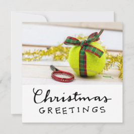 テニスボールとラケット付きテニスクリスマス シーズンカード