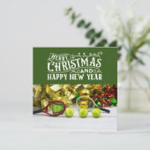 テニスボールとラケット付きテニスクリスマス シーズンカード (スタンド正面)