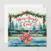 テニスボールとラケット付きテニスクリスマス シーズンカード (正面/裏面)