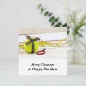 テニスボールとラケット付きテニスクリスマス シーズンカード (スタンド正面)