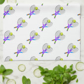 テニスボールとラケット キッチンタオル (折り畳み)