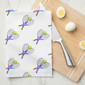 テニスボールとラケット キッチンタオル (四つ折り)