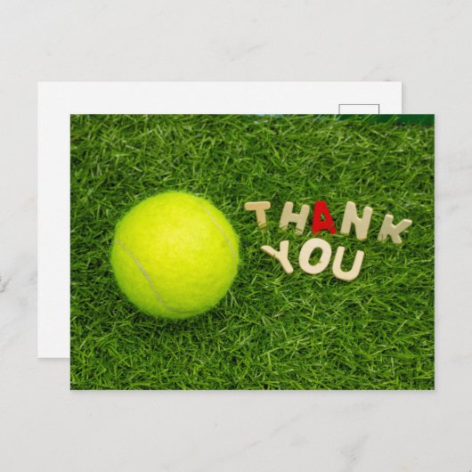 テニスボールと単語を持つテニスサンキューカード ポストカード (正面/裏面)