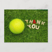 テニスボールと単語を持つテニスサンキューカード ポストカード (正面)
