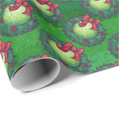 テニスボールのクリスマスリースパターンをグリーン ラッピングペーパー (ロールコーナー)