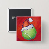 テニスボールのクリスマス 缶バッジ (正面&裏面)