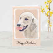 テニスボールのドッグアートを持つゴ絵画ールデンレトリーバー カード (黄色い花)