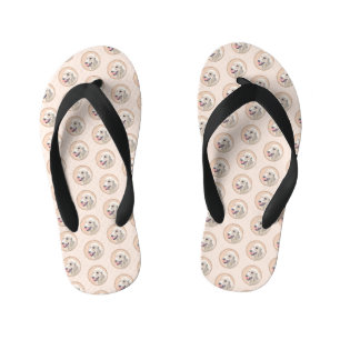 テニスボールのドッグアートを持つゴ絵画ールデンレトリーバー キッズビーチサンダル