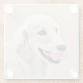 テニスボールのドッグアー絵画ト付きゴールデンレトリバー ガラスコースター (裏面)